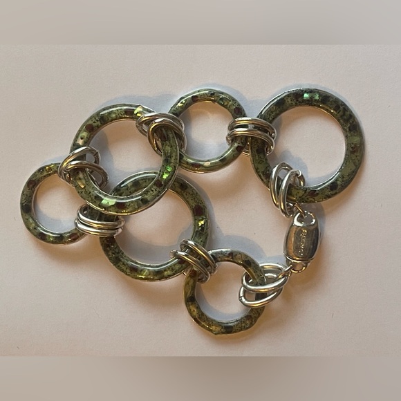 Chico's Silver & Green Toned Circle Bracelet - Picture 3 of 9